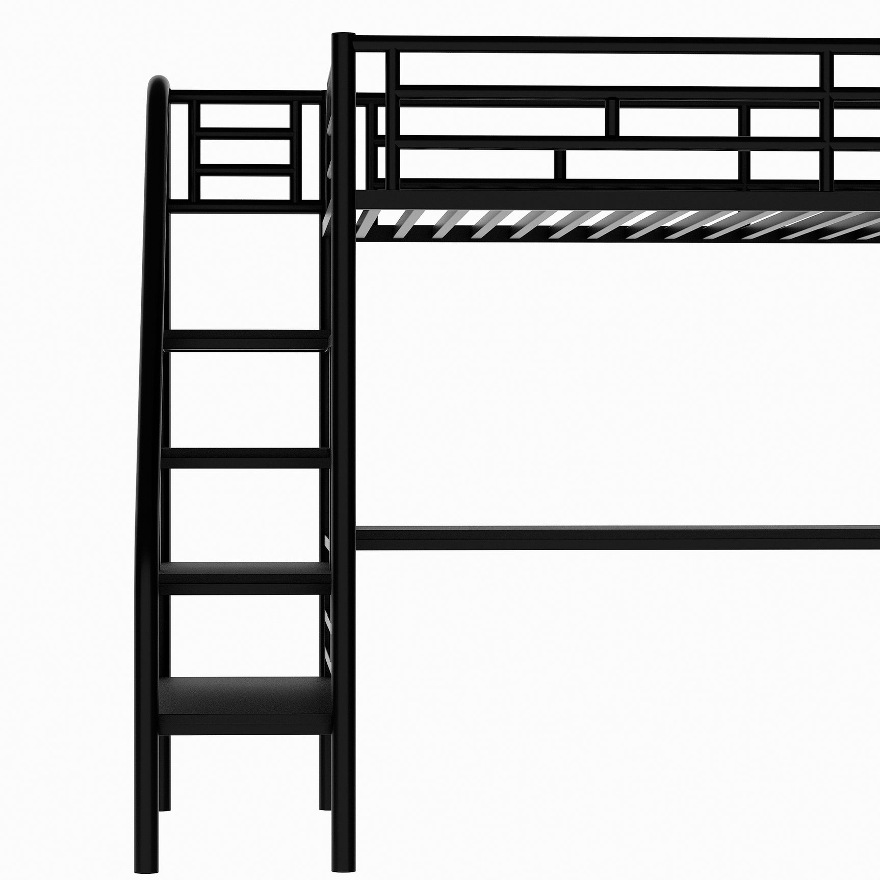 Metal Loft Bed Frame with Desk, No Box Spring Needed,Twin ,Black - Home Elegance USA