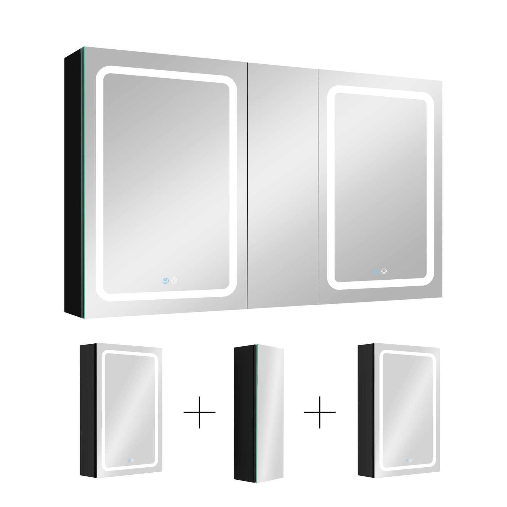 50x30 Inch LED Bathroom Medicine Cabinet Surface Mount Double Door Lighted Medicine Cabinet, Medicine Cabinets for Bathroom with Mirror Defogging, Dimmer Black - W995S00055 - image - 17