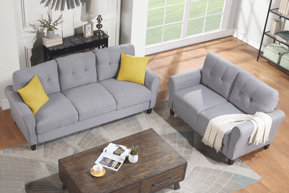 Modern Living Room Sofa Set Linen Upholstered Couch Furniture for Home or Office ,Light Grey,(2+3-Seat,Old Sku:SG000372AAA) Home Elegance USA