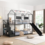 Metal bunk bed with slide and steps - Home Elegance USA