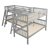 L-Shaped Bunk Bed with Ladder,Twin Size-Gray(OLD SKU :LP000020AAE) - Home Elegance USA