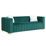 A modern channel sofa take on a traditional Chesterfield,Dark Green color,3 Seater - W1099S00034 - image - 13