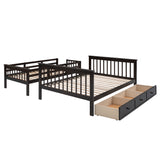 Stairway Twin-Over-Full Bunk Bed with Drawer, Storage and Guard Rail for Bedroom, Dorm, for Adults, Espresso color( old sku: LP000219AAP ) - Home Elegance USA