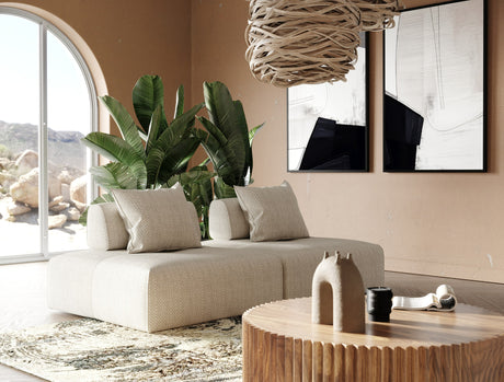 Vig Furniture Divani Casa Mondo - Modern 2 Seat Modular Beige Fabric Sectional