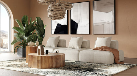 Vig Furniture Divani Casa Mondo - Modern 3 Seat Modular Beige Fabric Sectional