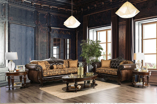 Quirino - Sofa & Loveseat - Tan / Dark Brown - Home Elegance USA