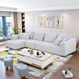 134'' Mid Century Modern Sofa L - Shape Sectional Sofa Couch Left Chaise for Living Room, Beige - W876S00053 - image - 9