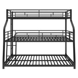 Twin XL/Full XL/Queen Triple Bunk Bed with Long and Short Ladder and Full-Length Guardrails,Black - Home Elegance USA