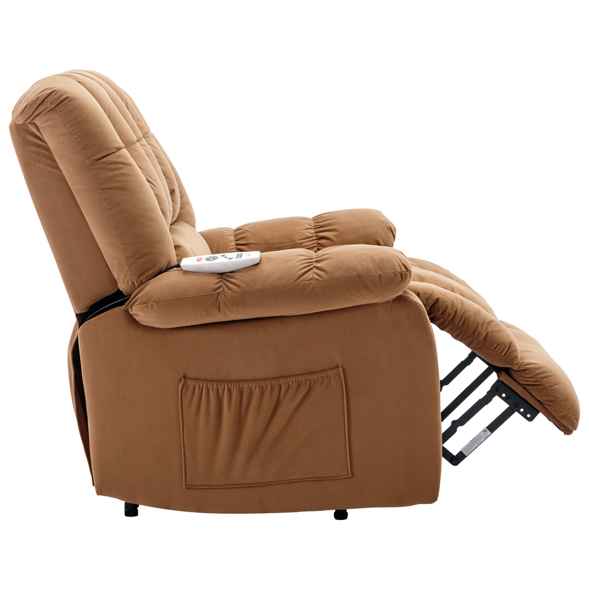 Massage Recliner Chair Electric Power Lift Recliner Chairs with Heat, Vibration, Side Pocket for Living Room, Bedroom, Light Brown Home Elegance USA