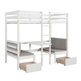 Functional Loft Bed (turn into upper bed and down desk，cushion sets are free),Twin Size,White - Home Elegance USA