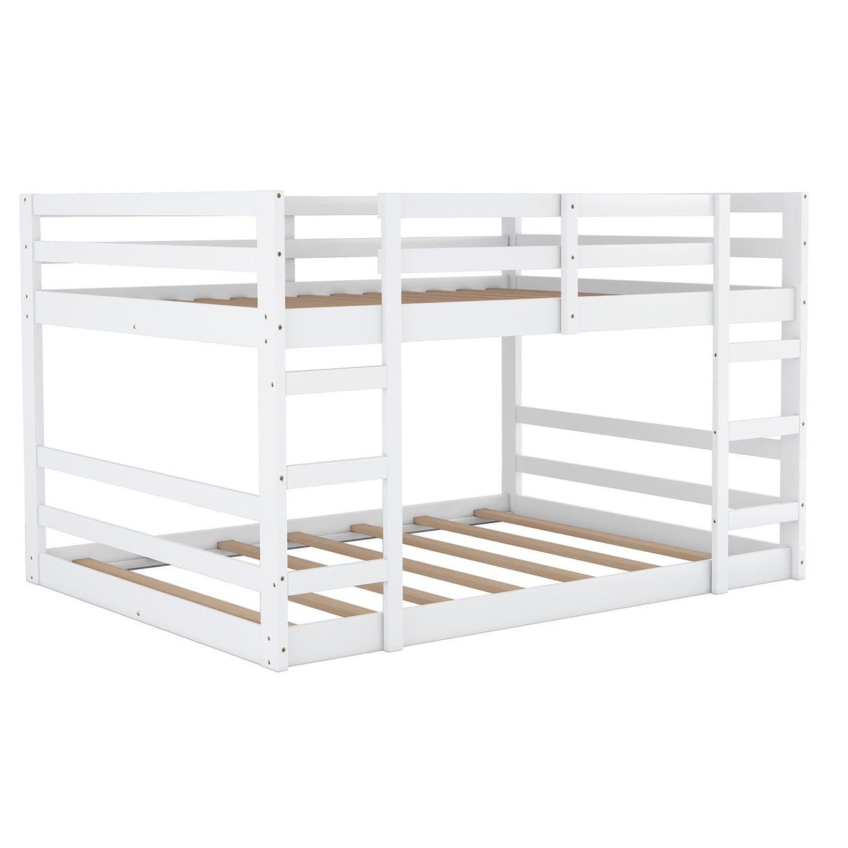 Twin Over Twin Bunk Bed with Ladder, White（OLD SKU：WF282787AAK） - Home Elegance USA