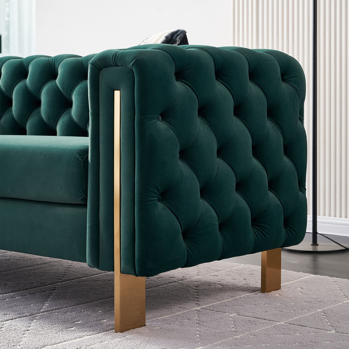 Modern velvet sofa GREEN color - Home Elegance USA