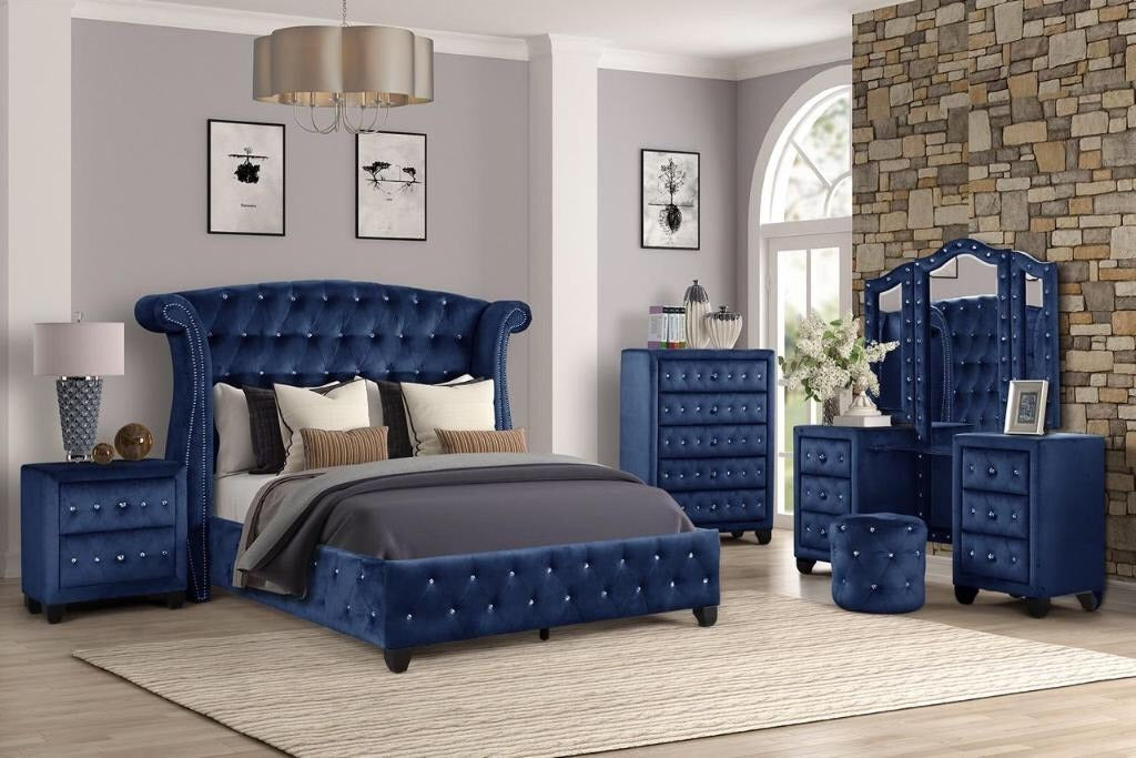 Sophia Queen bed Blue - Home Elegance USA