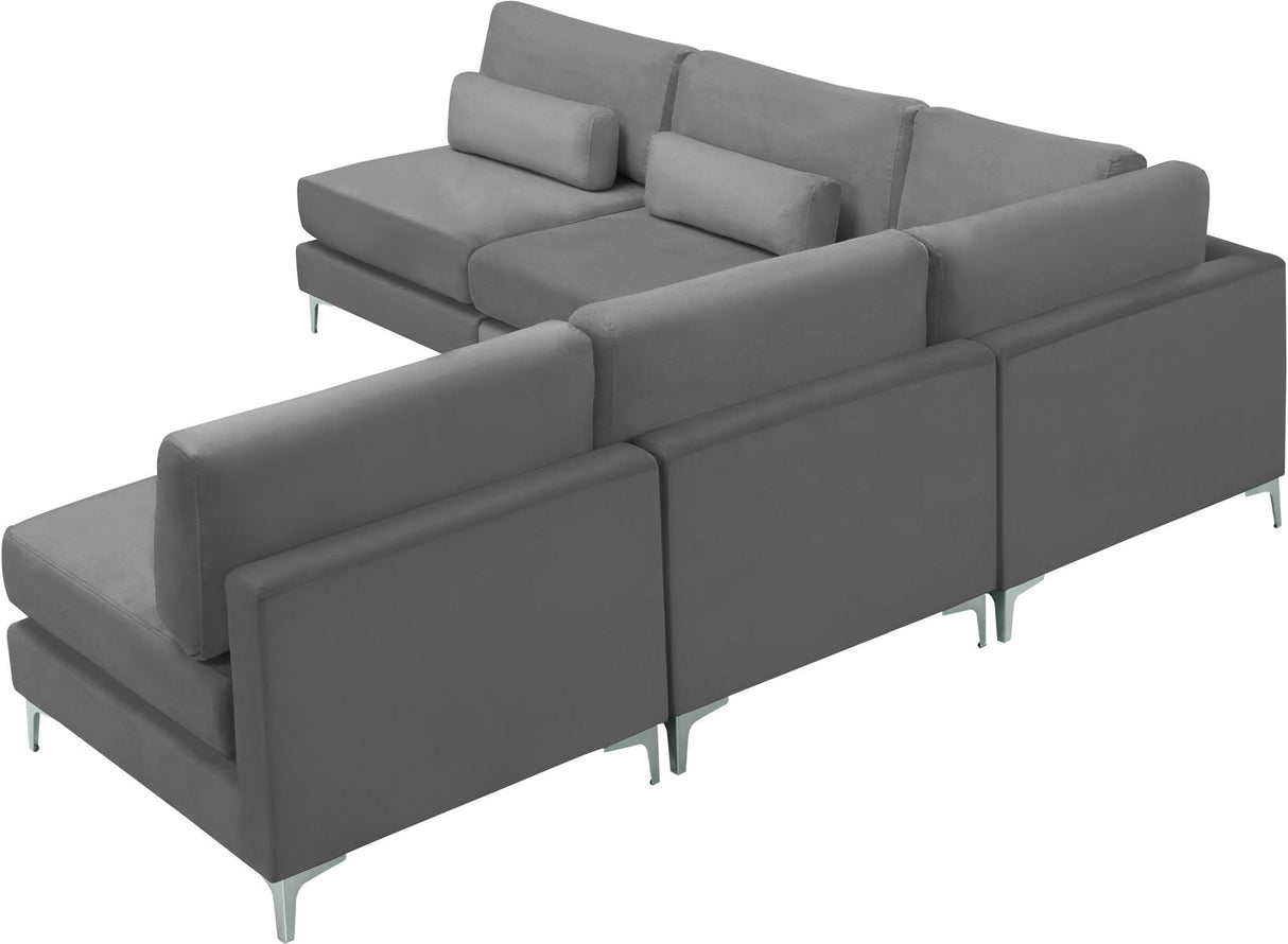 Julia - Modular Sectional 5 Piece - Grey - Fabric - Home Elegance USA