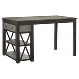 1pc Counter Height Table with Storage Drawers Display Shelf's Gray Gunmetal Finish Casual Style Dining Furniture - Home Elegance USA