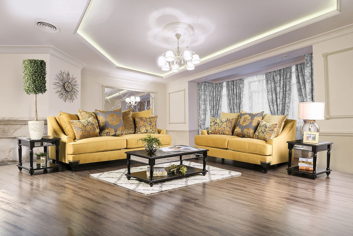 Viscontti - Sofa & Loveseat - Gold / Gray - Home Elegance USA