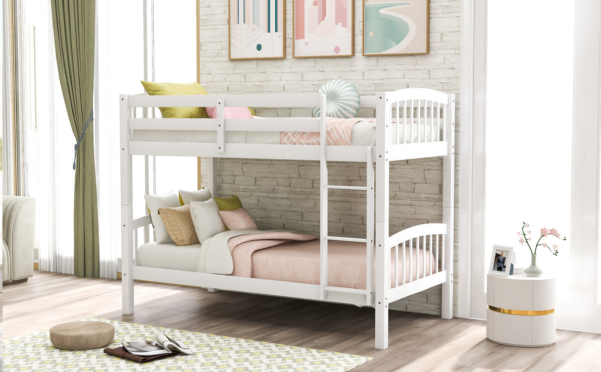 Twin Over Twin Bunk Bed with Ladder,White ( OLD SKU: LP000066AAK) - Home Elegance USA