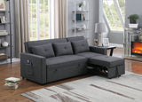 Zoey Dark Gray Linen Convertible Sleeper Sofa with Side Pocket - Home Elegance USA