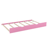 Full over Full Bunk Bed with Twin Size Trundle , Farmhouse Bed with Storage Box and Drawer - Pink - Home Elegance USA