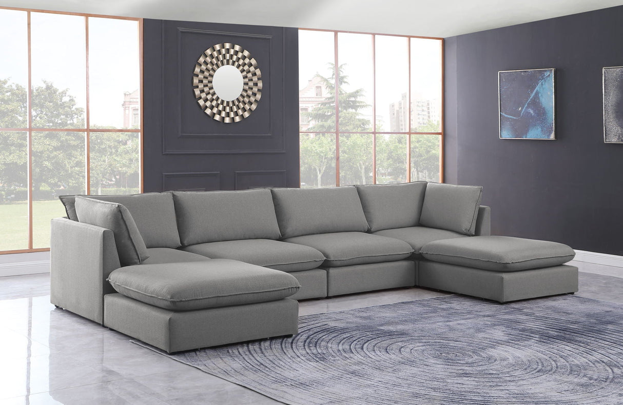 Mackenzie - Modular Sectional 6 Piece - Gray - Fabric - Modern & Contemporary - Home Elegance USA