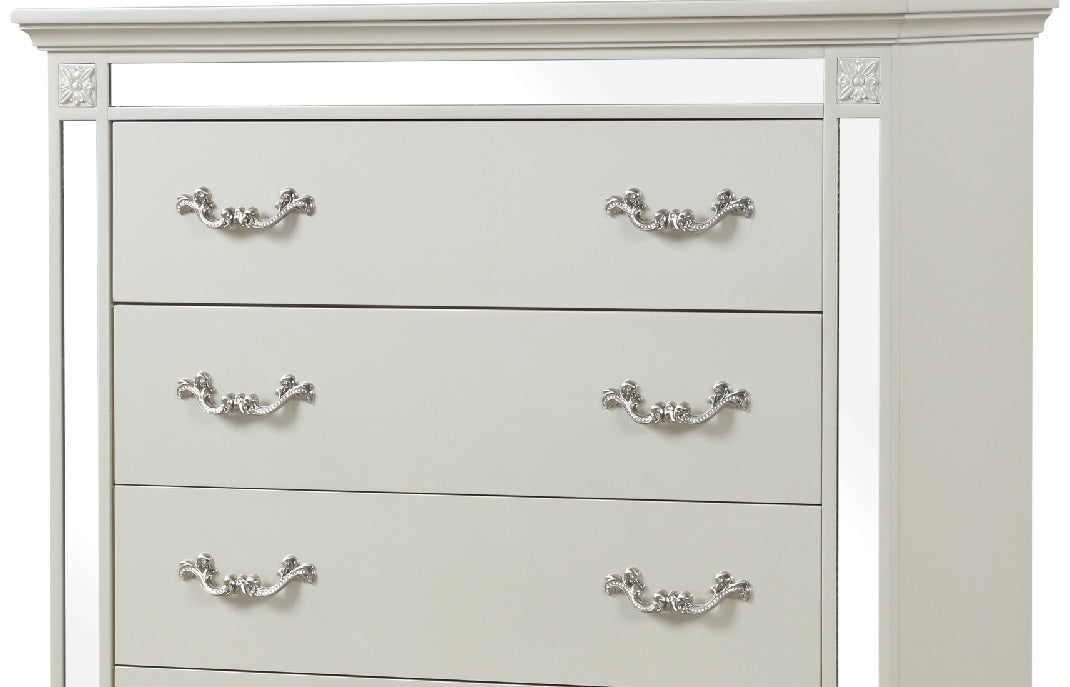 Milan Mirror Framed Chest made with Wood in White - Home Elegance USA