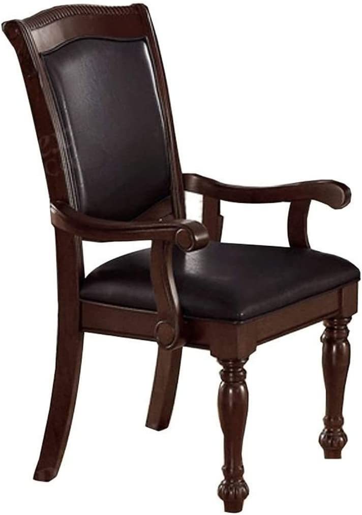 Majestic Royal Dining Room Table w Leaf 2x Arm Chairs And 6x Side Chairs Brown 9pc Set Rubberwood Dining Table Double Pedestal Base Rectangle Table - Home Elegance USA