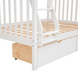 L-Shaped Twin over Full Bunk Bed and Twin Size Loft Bed with Two Storage Drawers,White - Home Elegance USA