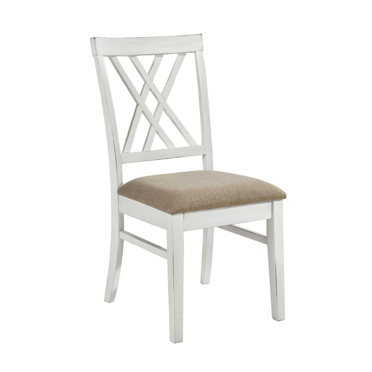 Modern Style White and Oak Finish 7pc Dining Set Table w Extension Leaf 6x Side Chairs Upholstered Seat Charming Traditional Dining Room Furniture - Home Elegance USA