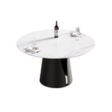 53.15"Modern artificial stone round black carbon steel base dining table - can accommodate 6 people - W1535S00005 - image - 3