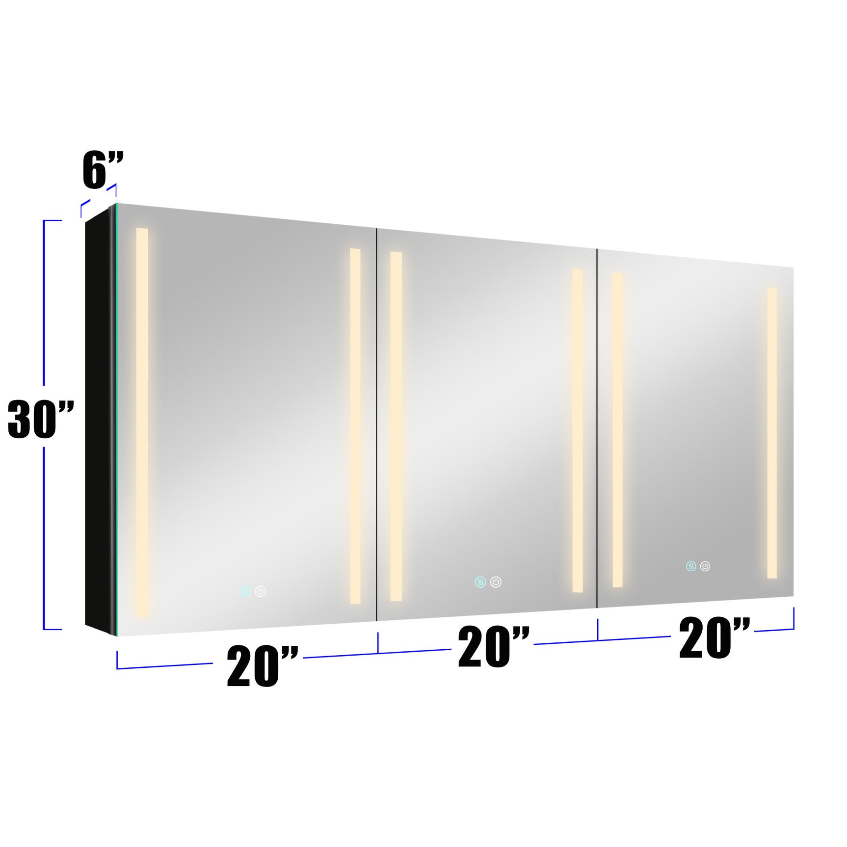 60x30 Inch LED Bathroom Medicine Cabinet Surface Mount Double Door Lighted Medicine Cabinet, Medicine Cabinets for Bathroom with Mirror Defogging, Dimmer Black - W995S00073 - image - 7