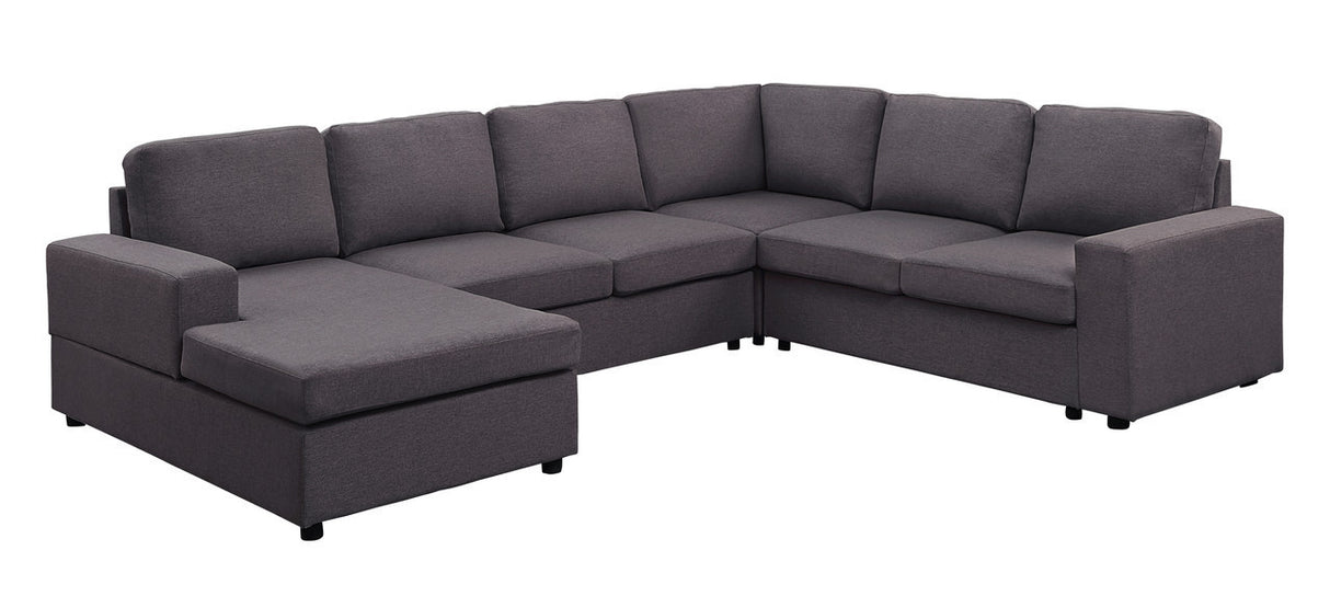 Warren Sectional Sofa with Reversible Chaise in Dark Gray Linen - Home Elegance USA