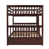 Full-Over-Full Bunk Bed with Ladders and Two Storage Drawers (Espresso) - Home Elegance USA