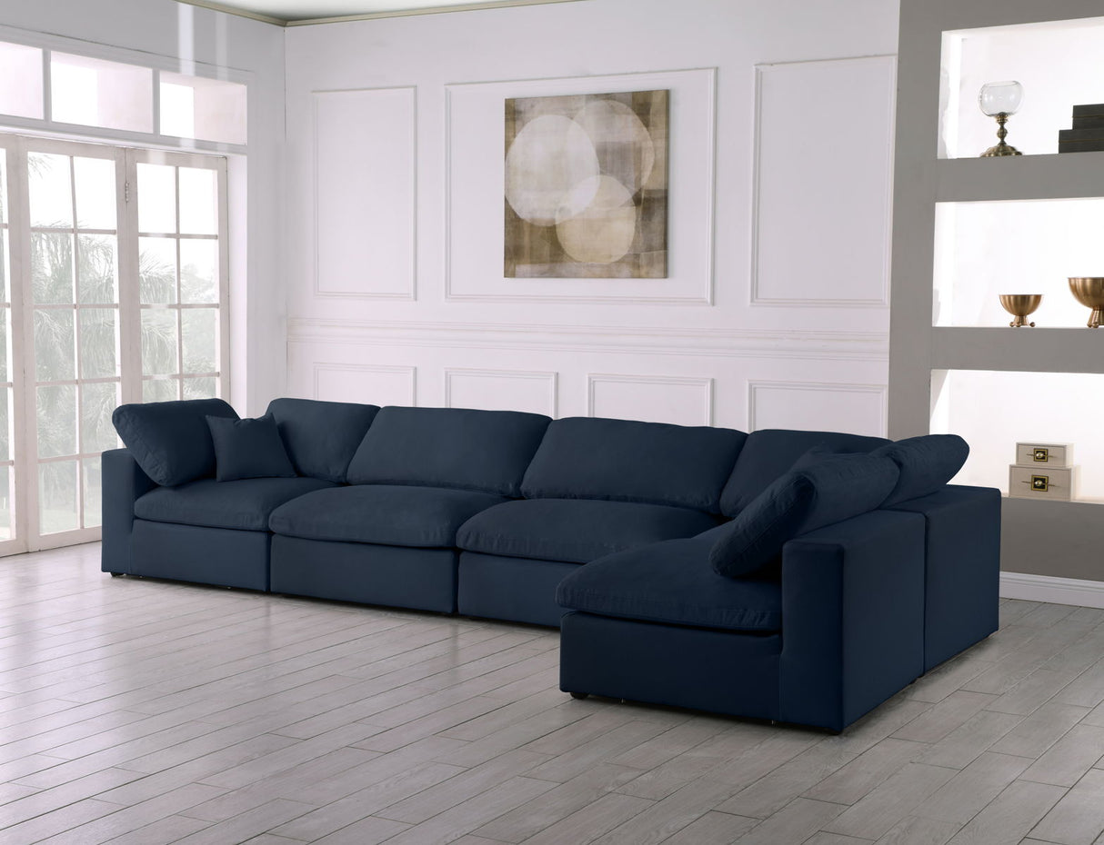 Serene - Cloud Modular Sectional 5 Piece - Navy - Fabric - Home Elegance USA