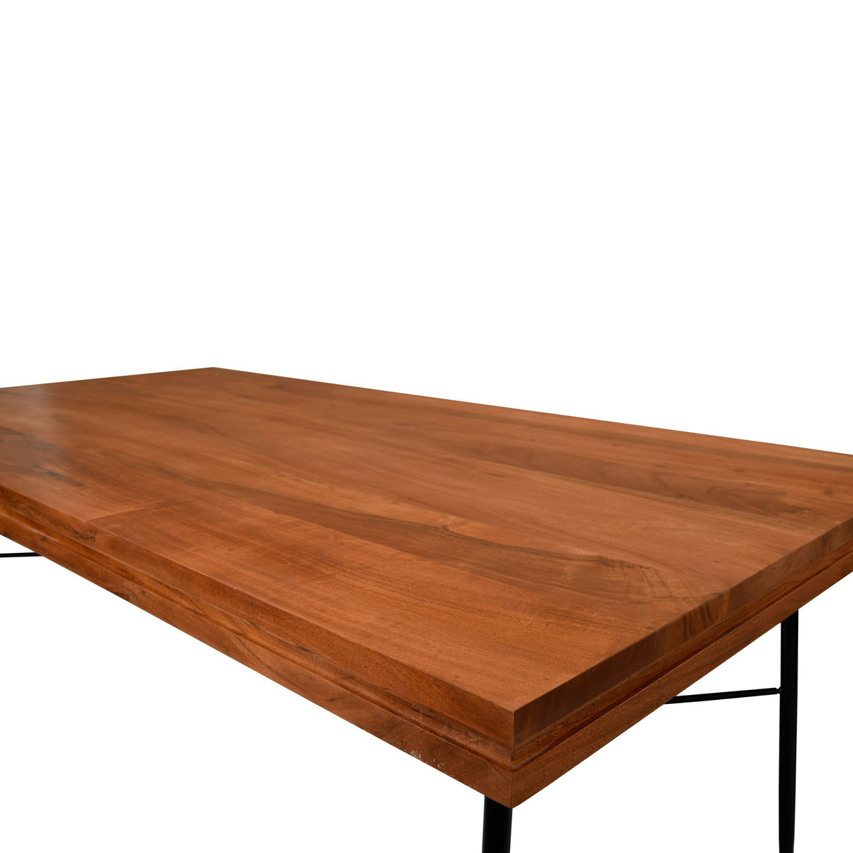 69 Inch Handcrafted Industrial Design Dining Table, Acacia Wood Top, Metal Legs, Black and Brown - Home Elegance USA