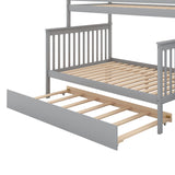 Twin over Full Bunk Bed with Trundle and Staircase,Gray - Home Elegance USA