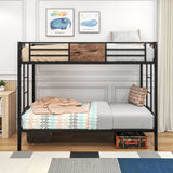 Bunk Bed Twin Over Twin Heavy Metal Bunk Bed with Ladder and Guardrail, Metal Bunk Bed, Storage Space, No Box Spring Needed Black - Home Elegance USA