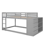 Full over Full Bunk Bed with 4 Drawers and 3 Shelves-Gray - Home Elegance USA