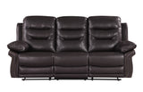 Global United  Leather Air Upholstered Reclining Sofa with Fiber Back - Home Elegance USA