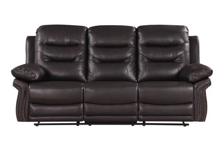 Global United  Leather Air Upholstered Reclining Sofa with Fiber Back - Home Elegance USA