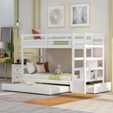 Twin over Twin/King (Irregular King Size) Bunk Bed with Twin Size Trundle, Extendable Bunk Bed   (White)(OLD SKU :LP000032AAK) - Home Elegance USA