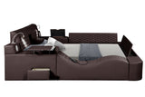 Zoya Smart Multifunctional King Size Bed Made with Wood in Brown - Home Elegance USA