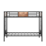 Bunk Bed Twin Over Twin Heavy Metal Bunk Bed with Ladder and Guardrail, Metal Bunk Bed, Storage Space, No Box Spring Needed Black - Home Elegance USA