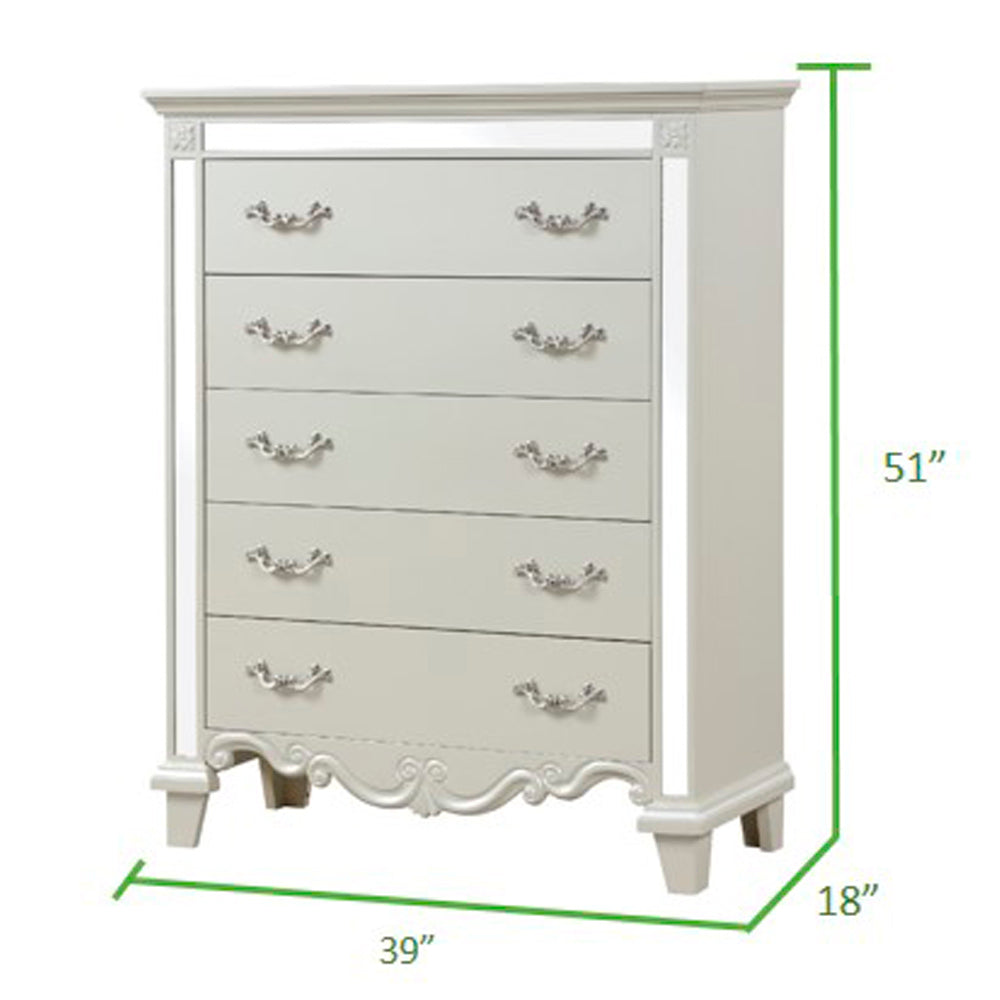 Milan Mirror Framed Chest made with Wood in White - Home Elegance USA