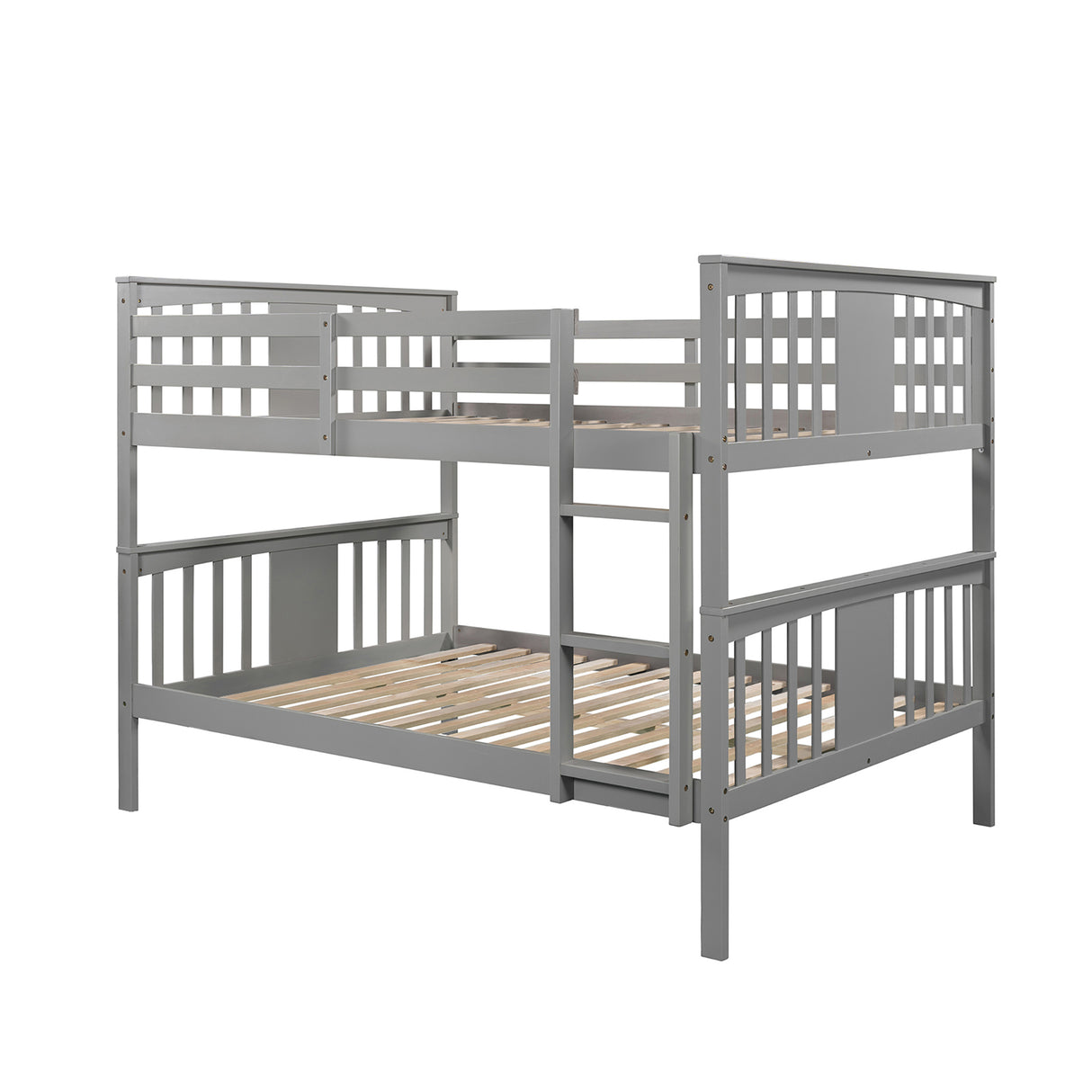 Full over Full Bunk Bed with Ladder for Bedroom, Guest Room Furniture-Gray(OLD SKU :LP000203AAE) - Home Elegance USA