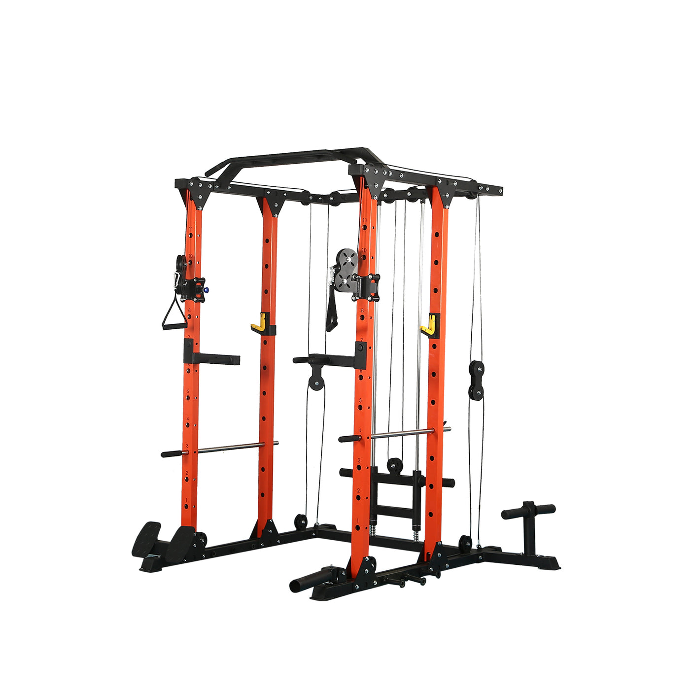 Power cage with LAT PullDown and Weight Storage Rack Optional Weight Bench, 1400 lb Capacity Power Rack for Home and Garage Gyms, Multiple Accessory Squat Racks for Full Body Workouts