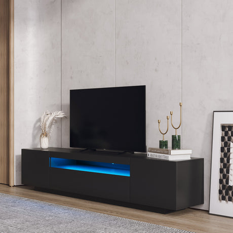 TV Cabinet Wholesale, Black TV Stand with Lights, Modern LED TV Cabinet with Storage Drawers, Living Room Entertainment Center Media Home Elegance USA