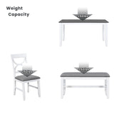 TOPMAX 6-Piece Wood Dining Table Set Kitchen Table Set with Upholstered Bench and 4 Dining Chairs, Farmhouse Style,Gray+White - Home Elegance USA