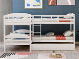 Twin L-Shaped Bunk bed with Trundle-White（OLD SKU:LP000024AAK) - Home Elegance USA