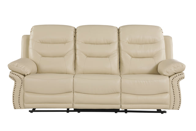 Global United  Leather Air Upholstered Reclining Sofa with Fiber Back - Home Elegance USA