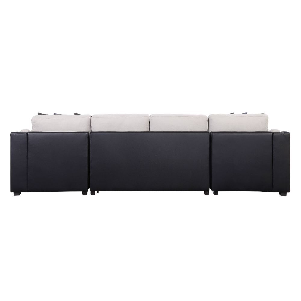 Merill - Sectional Sofa - Beige Fabric & Black PU - Home Elegance USA